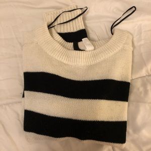 White and black striped sweater